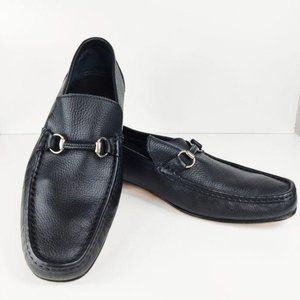 Sleek Black Leather Slip-On Loafers with Horsebit Detail